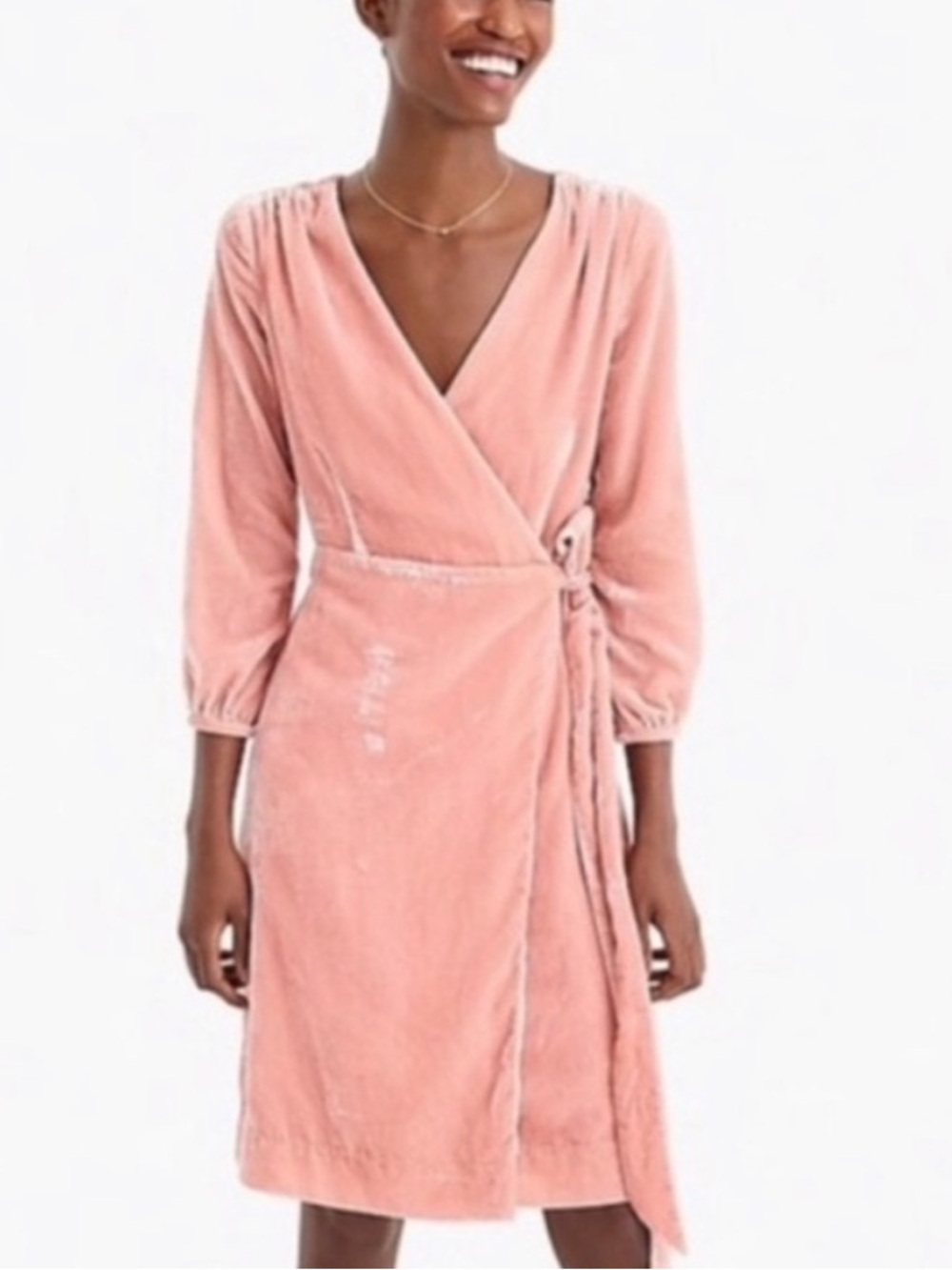 J.Crew Pink Velvet Wrap Dress